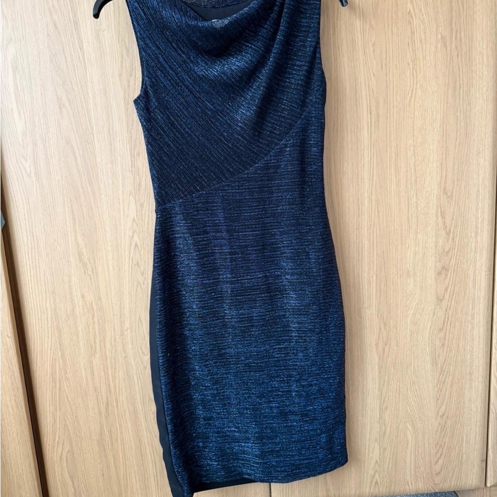 Reiss Blue Sheath Mini Dress Cowl Neck Sleeveless